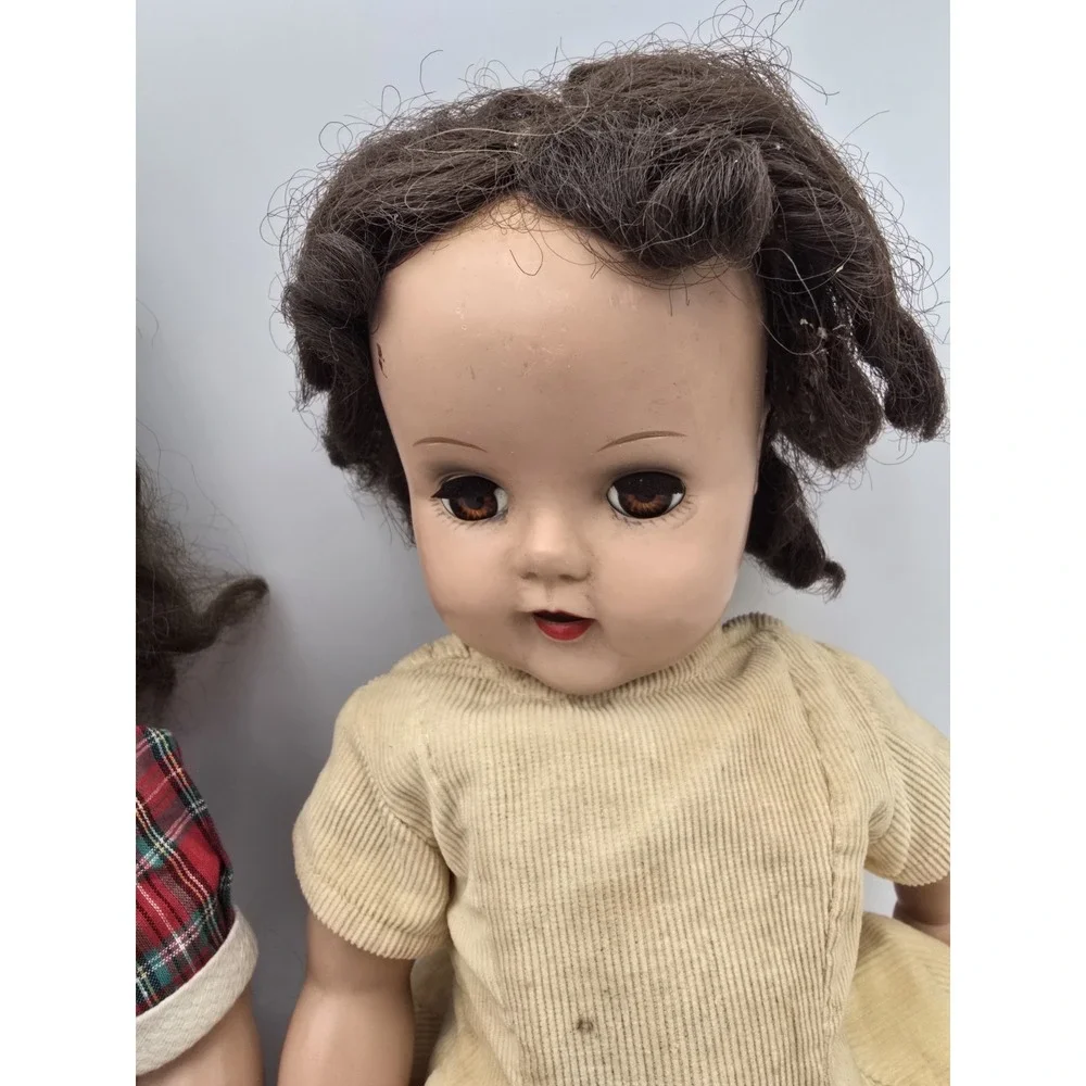 2 Vintage Hard Plastic Dolls TLC Or Creepy Halloween Decor Raving Beauty AS-IS